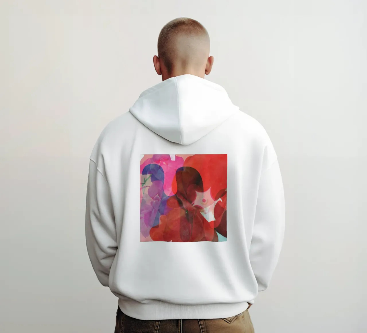 Red Abstract Shapes felpa con cappuccio da Shapes and Flowers