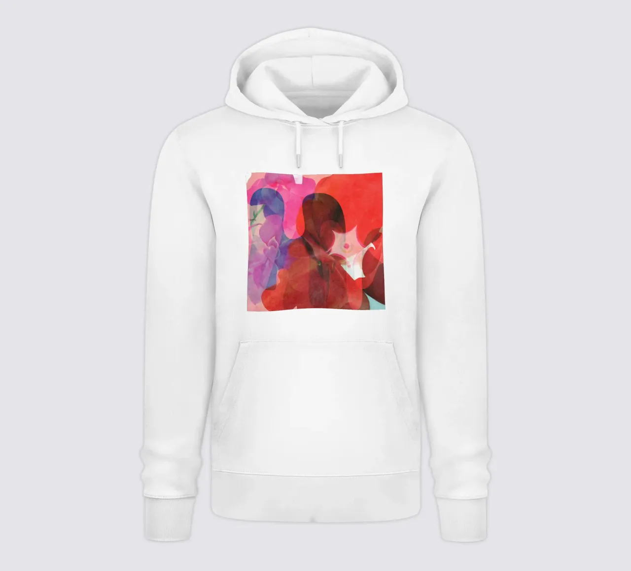 Red Abstract Shapes felpa con cappuccio da Shapes and Flowers