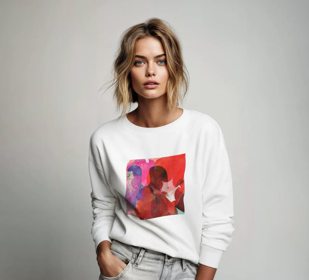 Red Abstract Shapes felpa da Shapes and Flowers