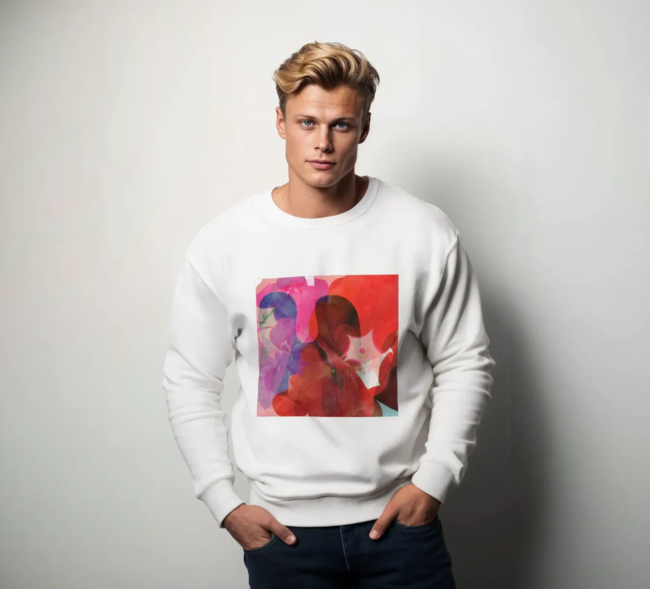 Red Abstract Shapes felpa da Shapes and Flowers