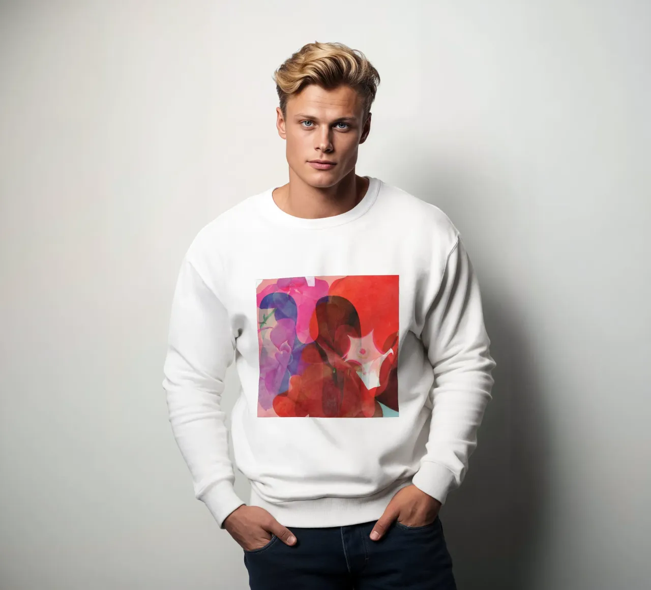 Red Abstract Shapes felpa da Shapes and Flowers