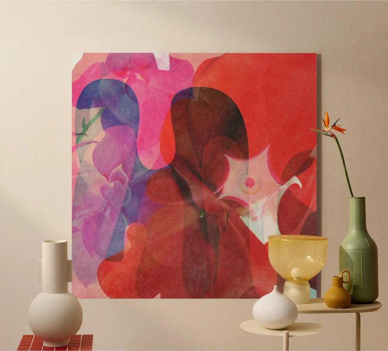 Red Abstract Shapes plexiglass da Shapes and Flowers