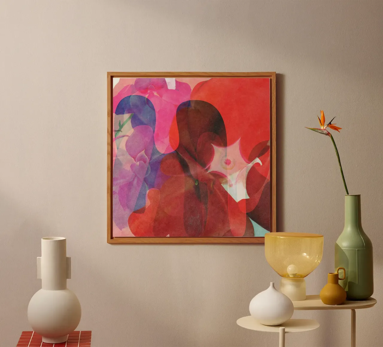 Red Abstract Shapes alluminio dibond da Shapes and Flowers