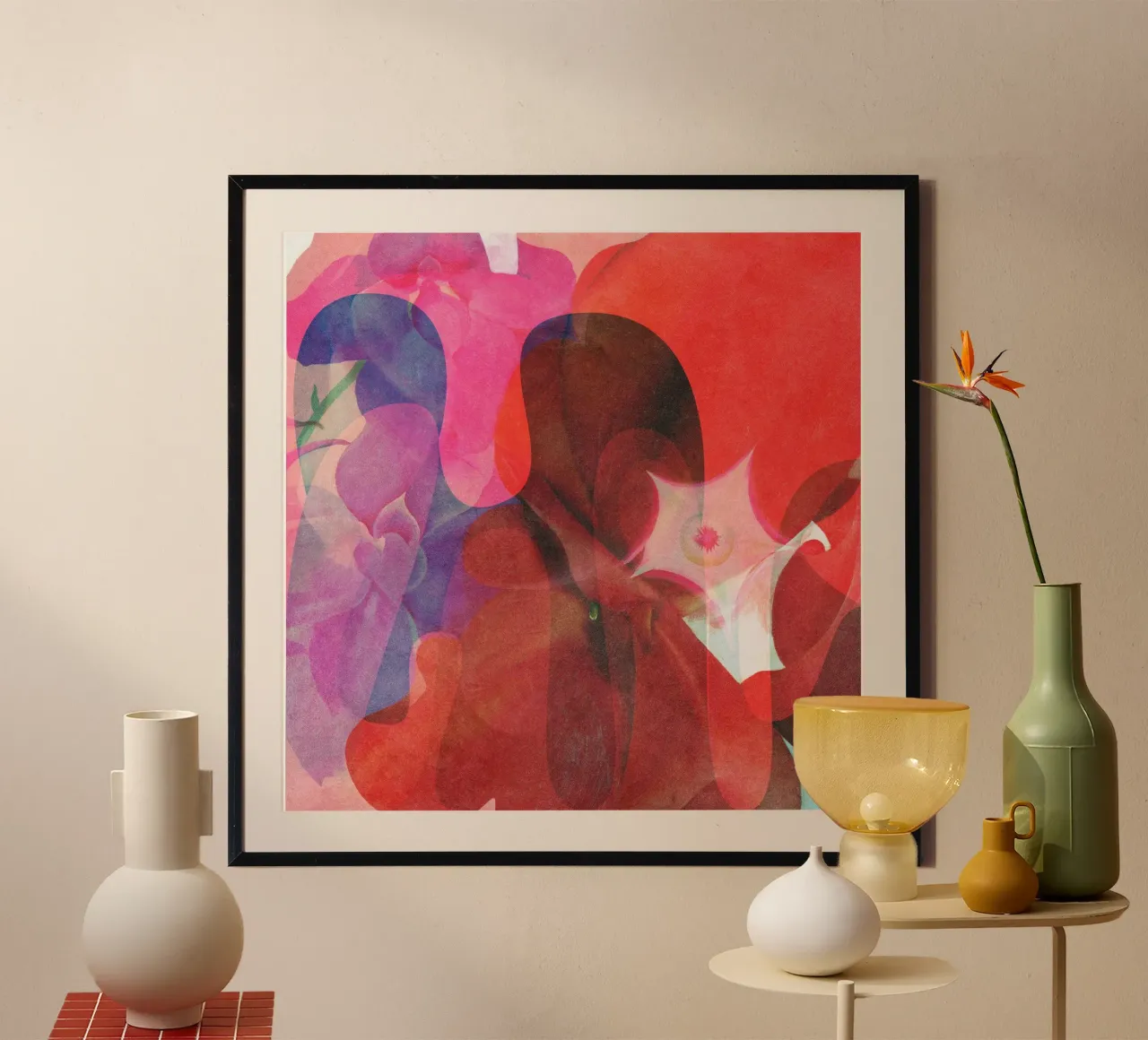 Red Abstract Shapes carta hahnemühle da Shapes and Flowers