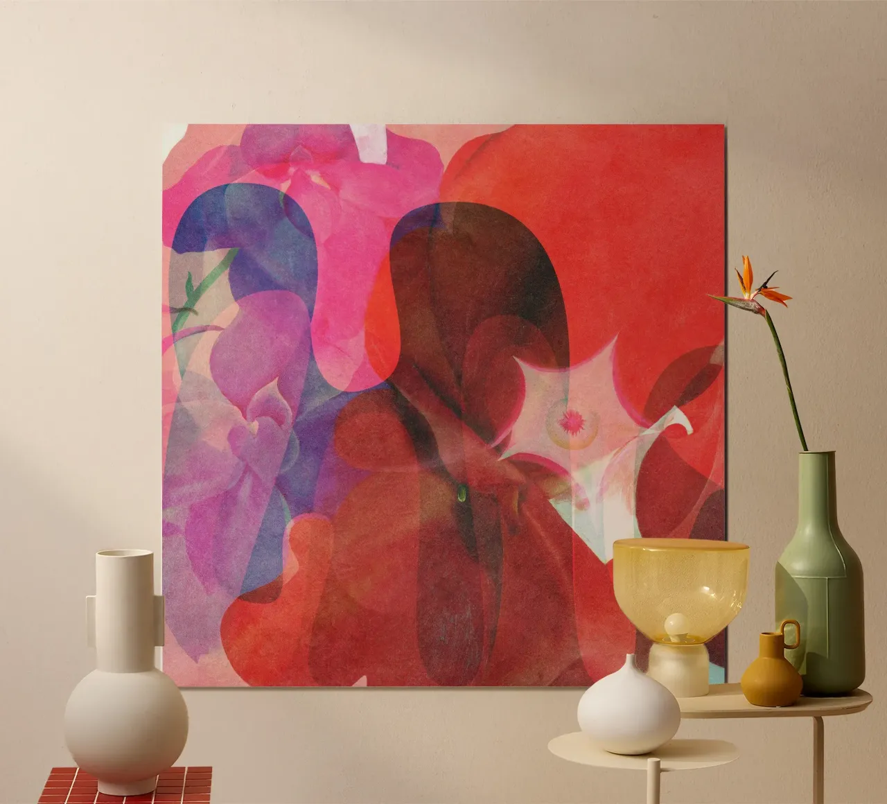 Red Abstract Shapes carta hahnemühle da Shapes and Flowers