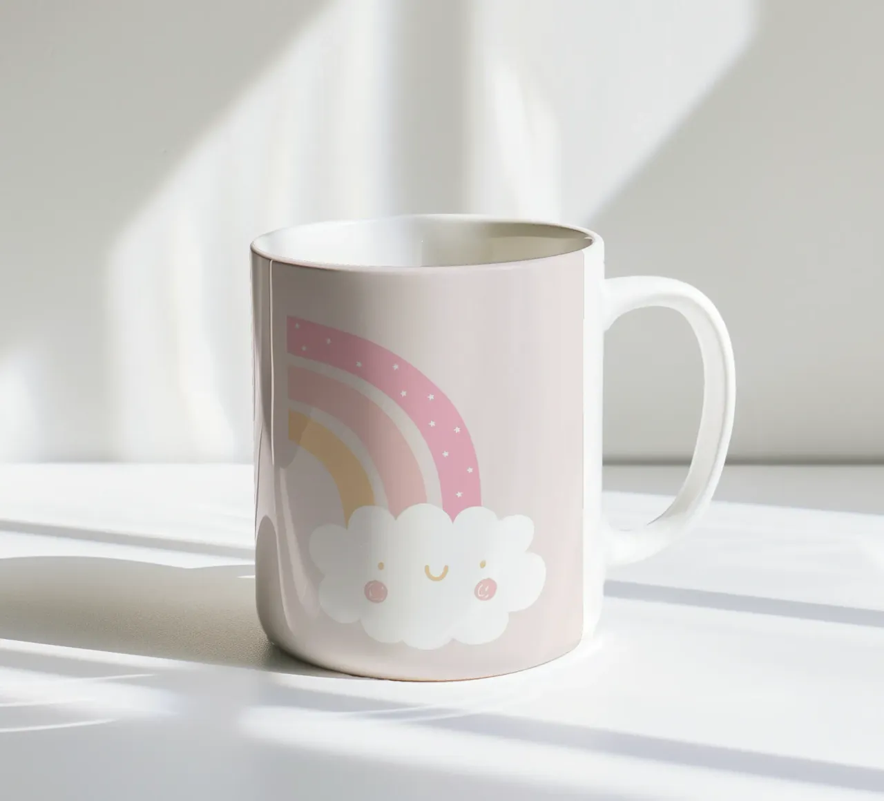 Rainbow Cloud ceramic mug by Littleleo