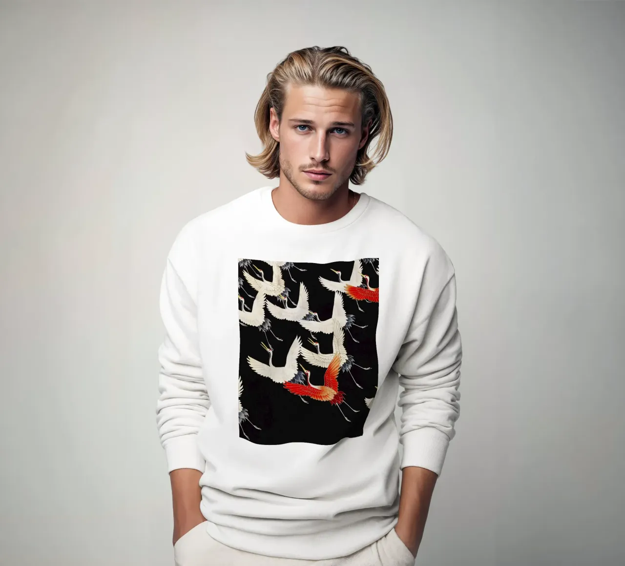 Furisode with a Myriad of Flying Cranes felpa da Chérie Prints