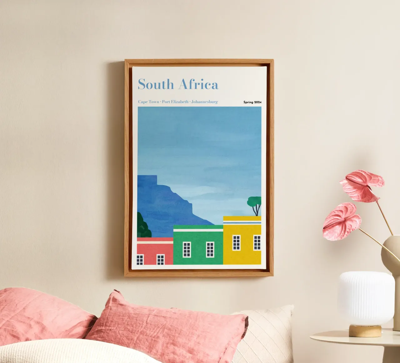 Gepersonaliseerde Zuid-Afrika Reisposter canvas met Baklijst van Henry Rivers