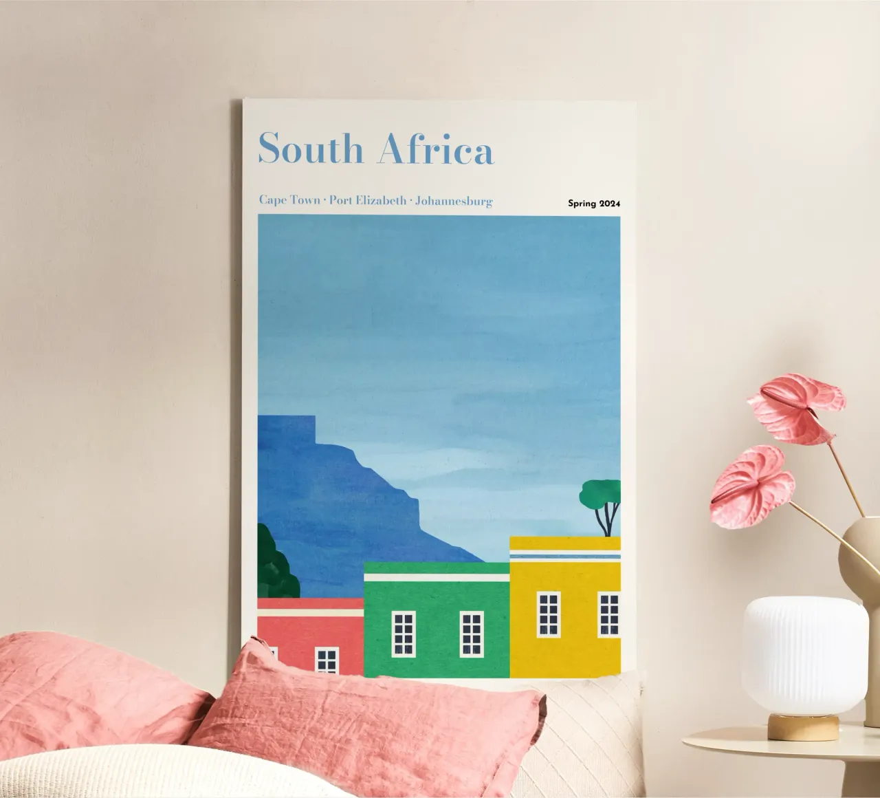 Gepersonaliseerde Zuid-Afrika Reisposter canvas met Baklijst van Henry Rivers