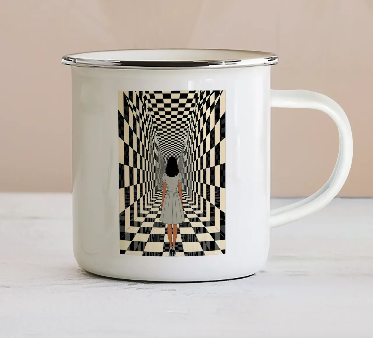 Il labirinto a scacchiera tazza in smalto da luxi&lace