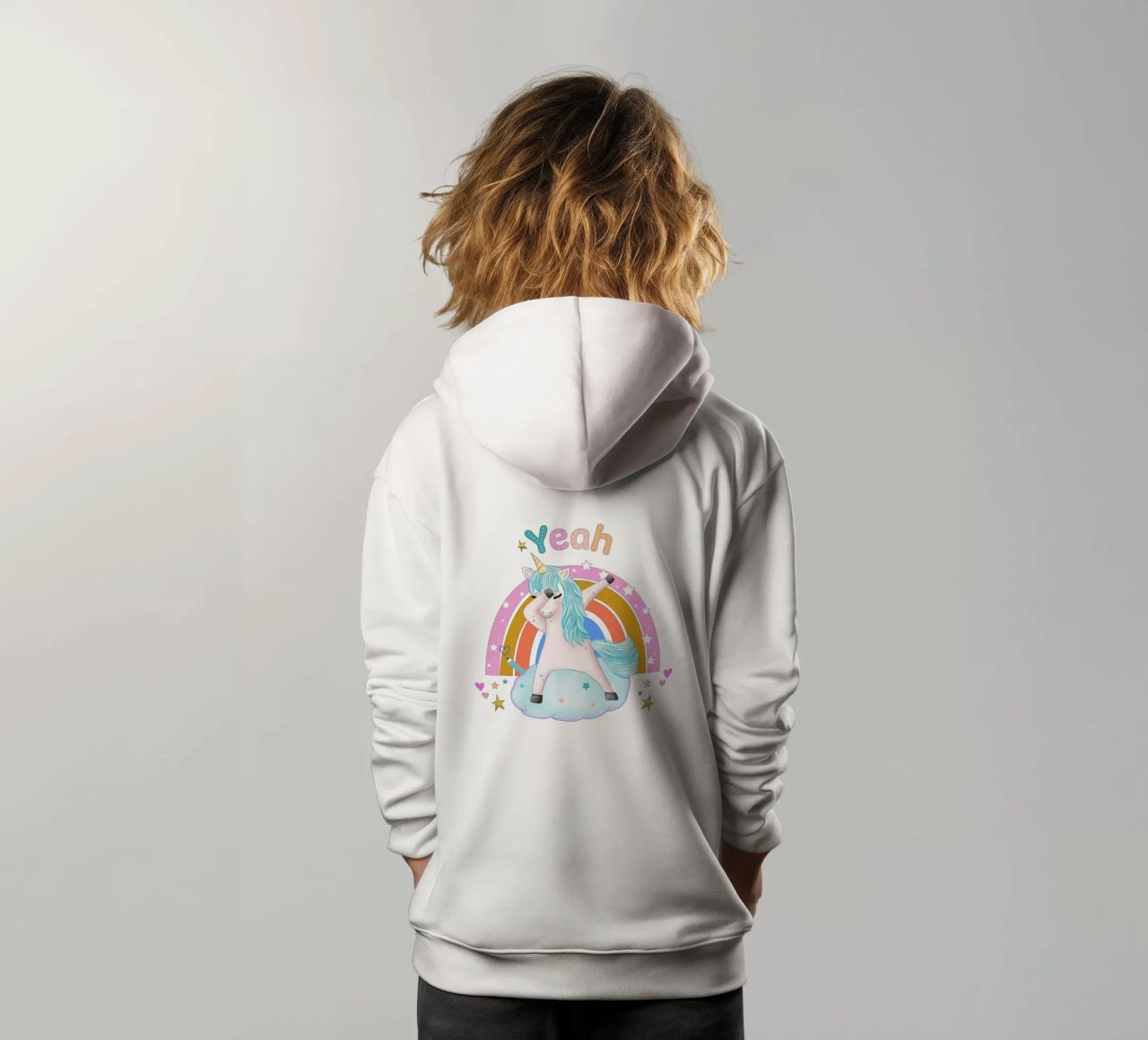 Questo unicorno balla ed è felice. Personalizzatelo felpa bambino con cappuccio da CalliLetters