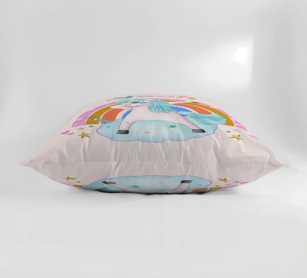 Yeah, this unicorn is dancing and happy. Personalise it decorative cushion by CalliLetters