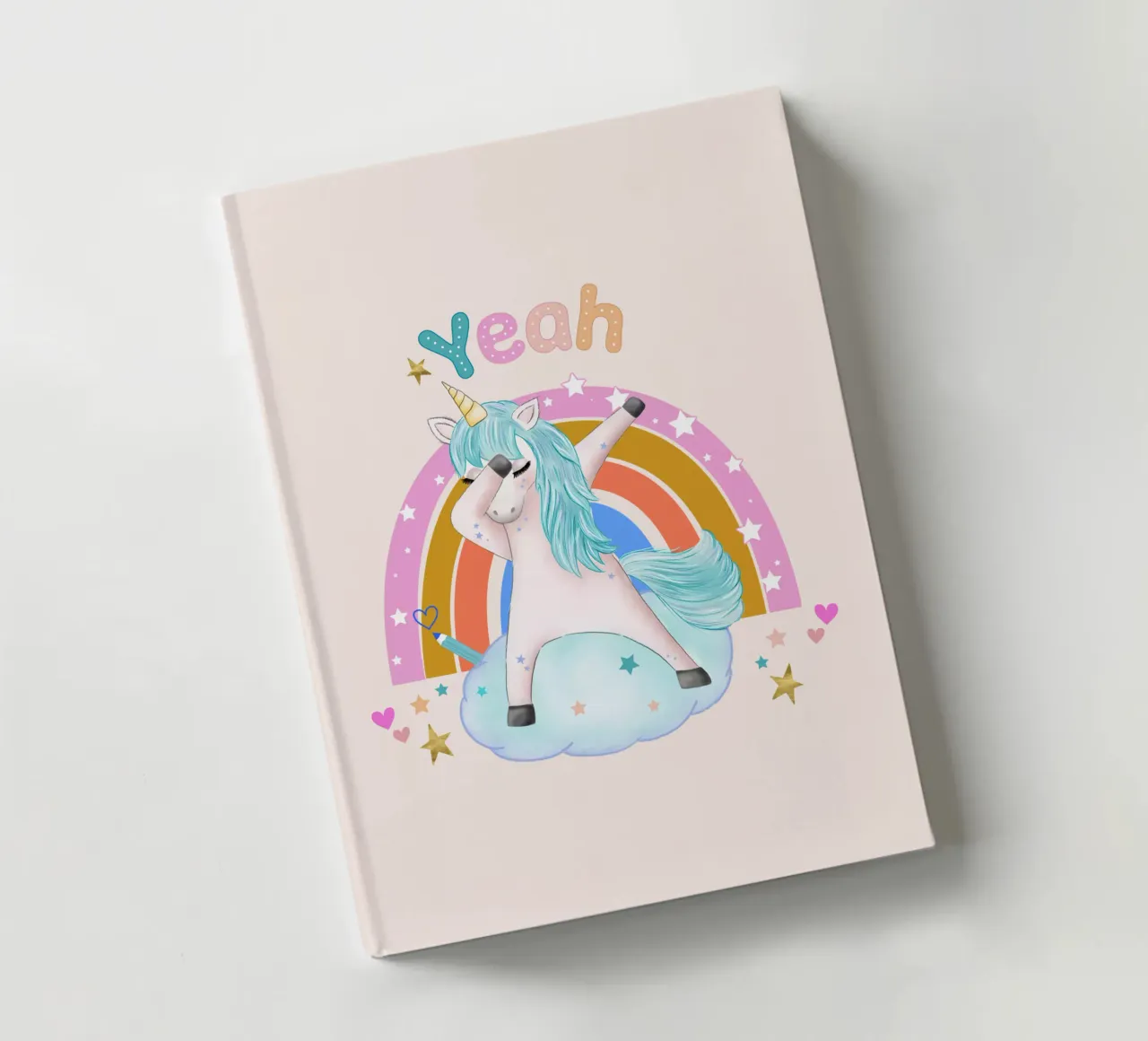 Yeah, this unicorn is dancing and happy. Personalise it notebook by CalliLetters