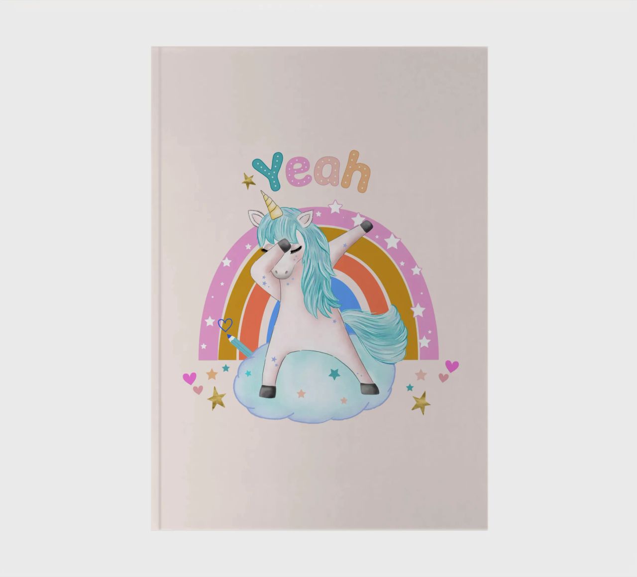 Yeah, this unicorn is dancing and happy. Personalise it notebook by CalliLetters