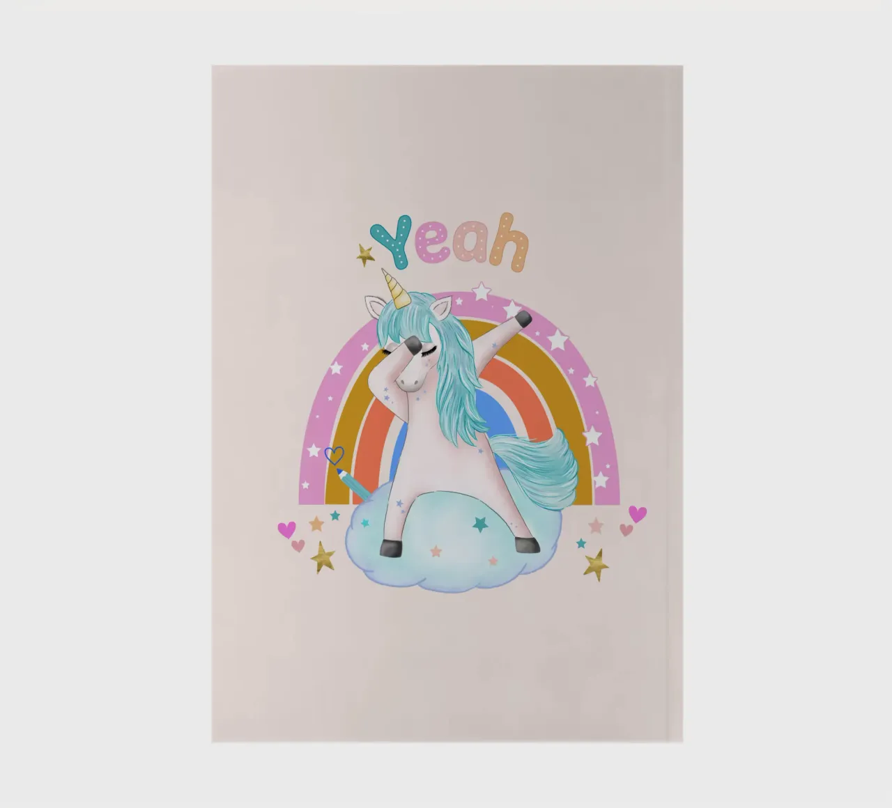 Yeah, this unicorn is dancing and happy. Personalise it notebook by CalliLetters