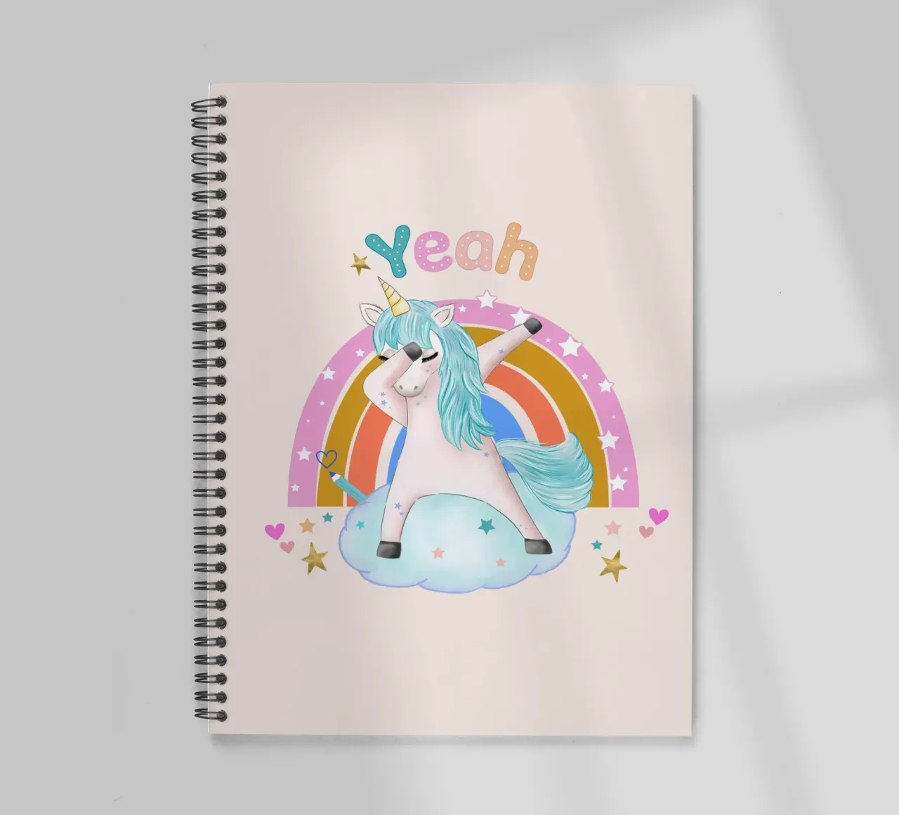 Yeah, this unicorn is dancing and happy. Personalise it spiral notebook by CalliLetters