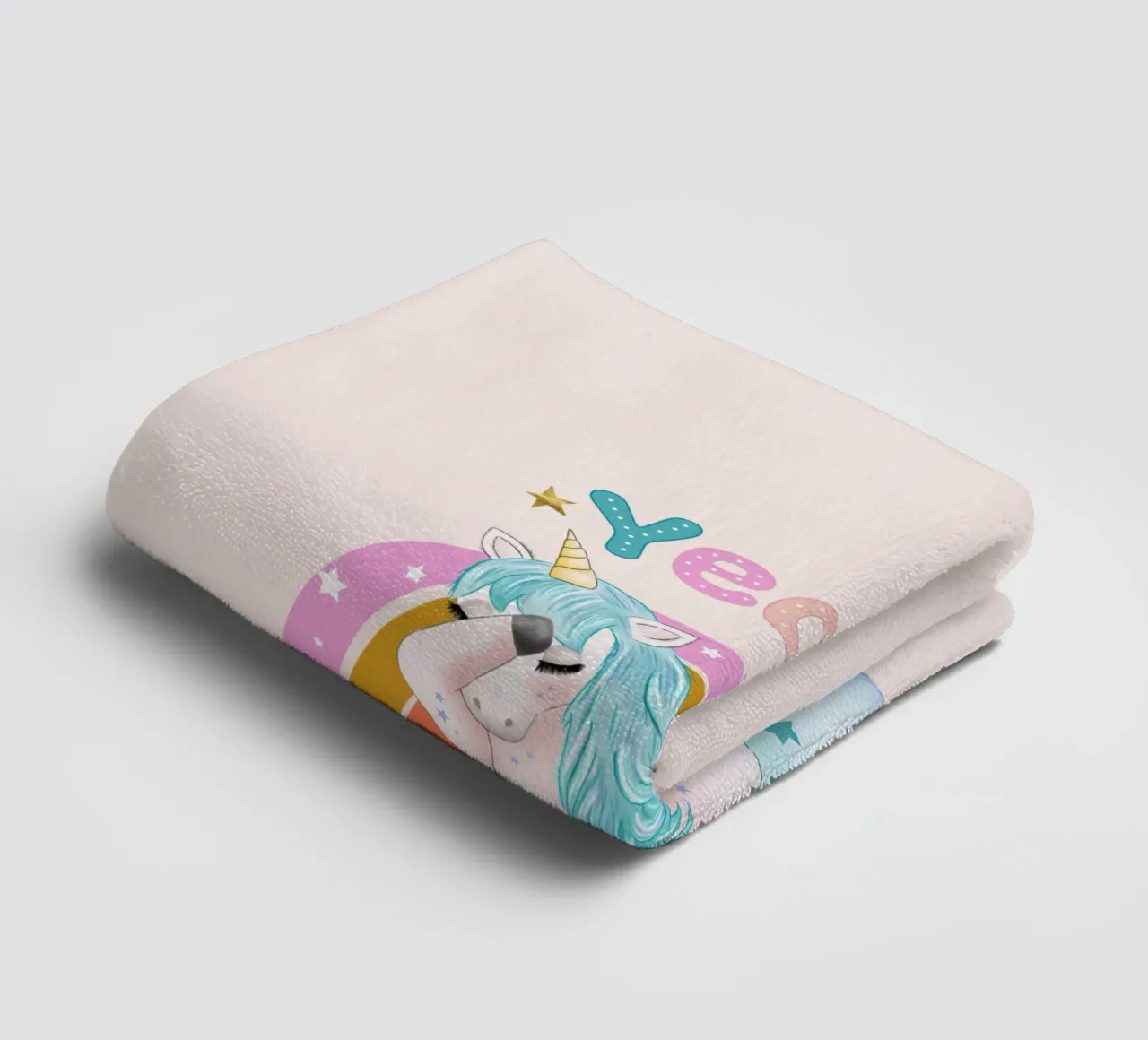 Yeah, this unicorn is dancing and happy. Personalise it towel by CalliLetters