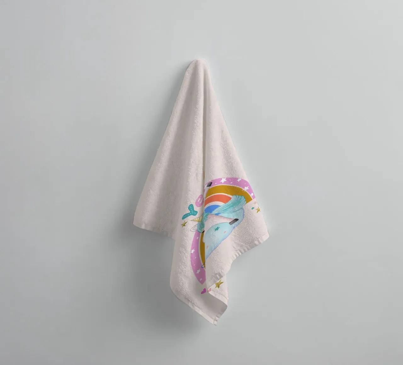 Yeah, this unicorn is dancing and happy. Personalise it towel by CalliLetters