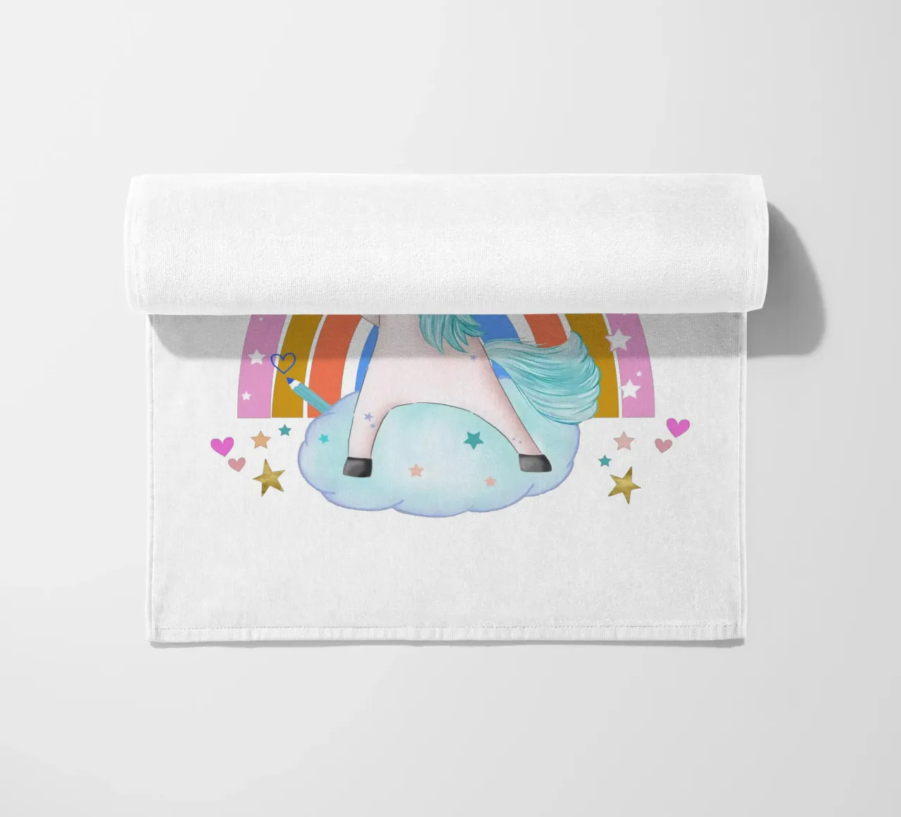 Yeah, this unicorn is dancing and happy. Personalise it beach towel by CalliLetters