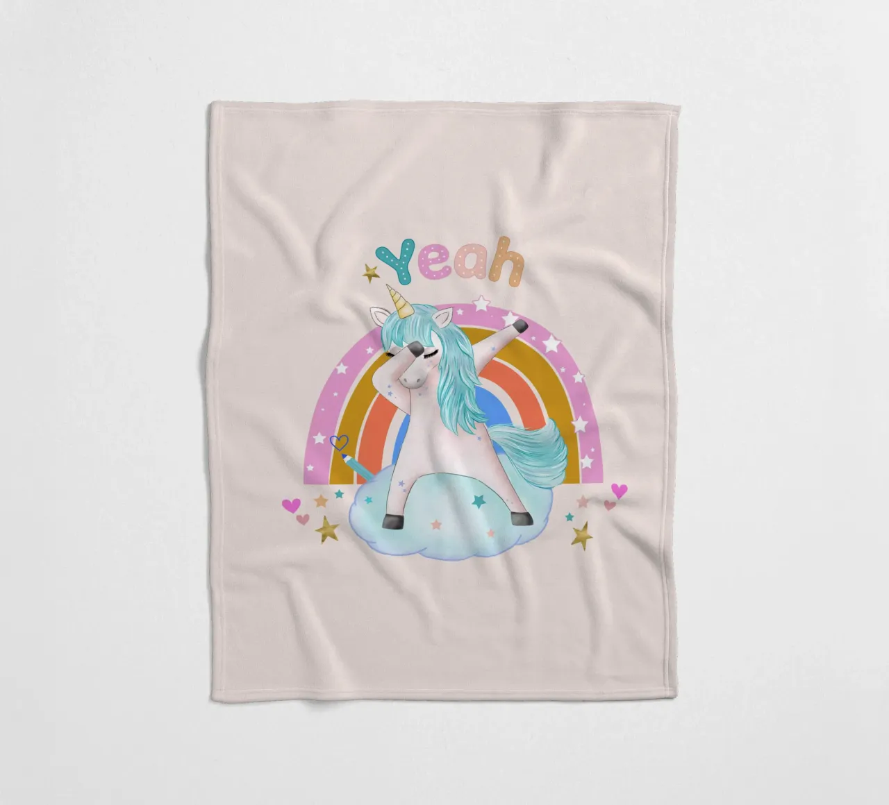 Yeah, this unicorn is dancing and happy. Personalise it fleece blanket by CalliLetters