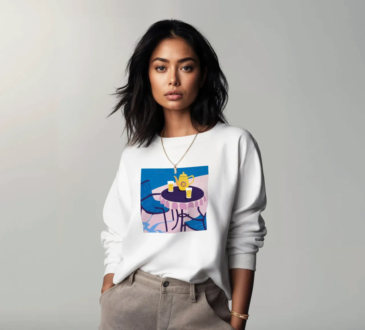 Azure Cafe Moment sweatshirt by Sky Velour
