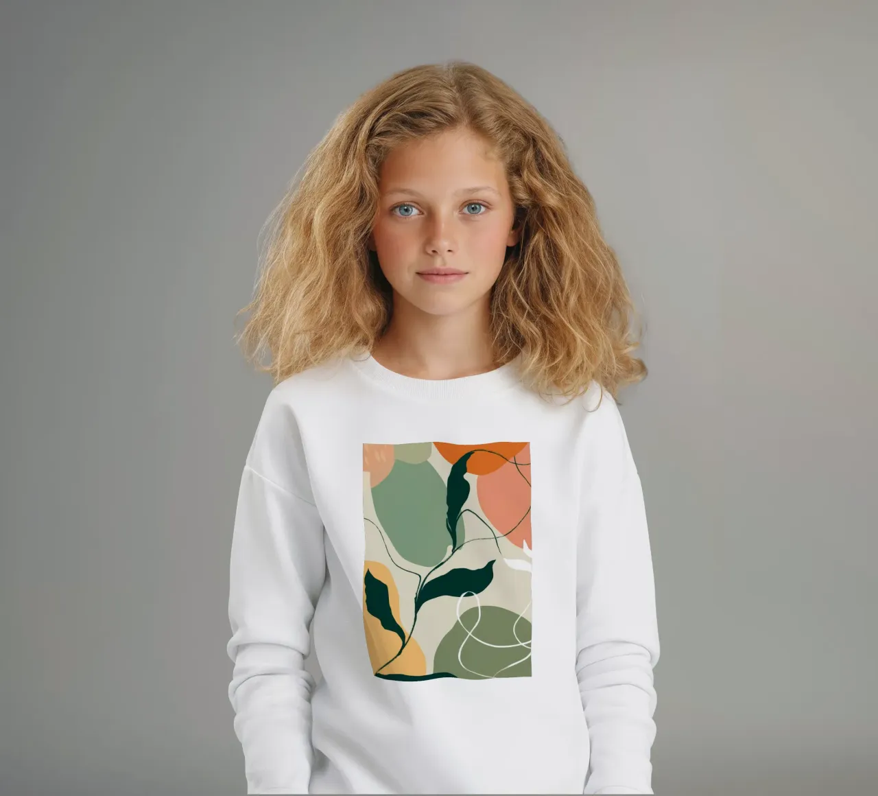 Schizzo botanico lineare felpa bambino da Sky Velour