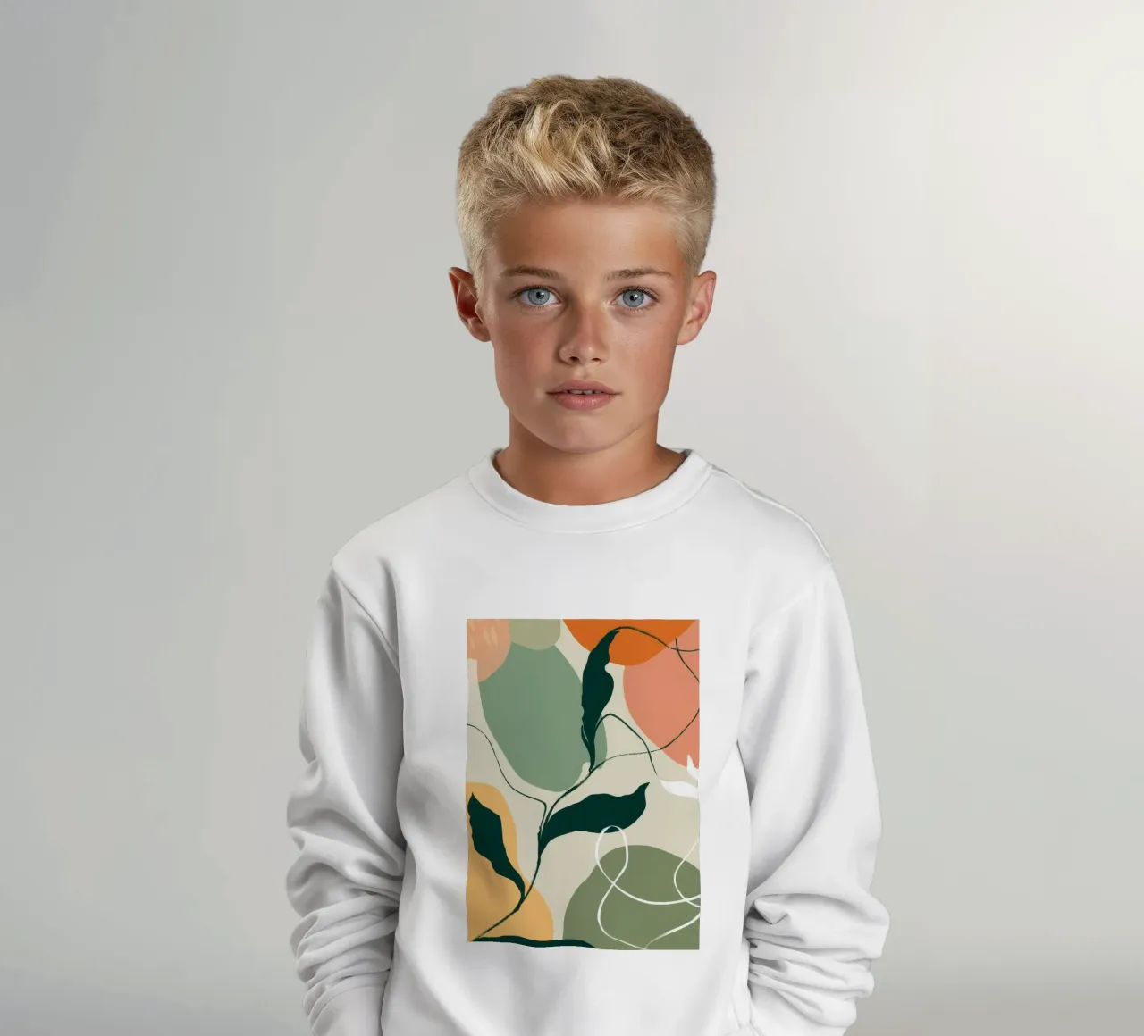 Schizzo botanico lineare felpa bambino da Sky Velour