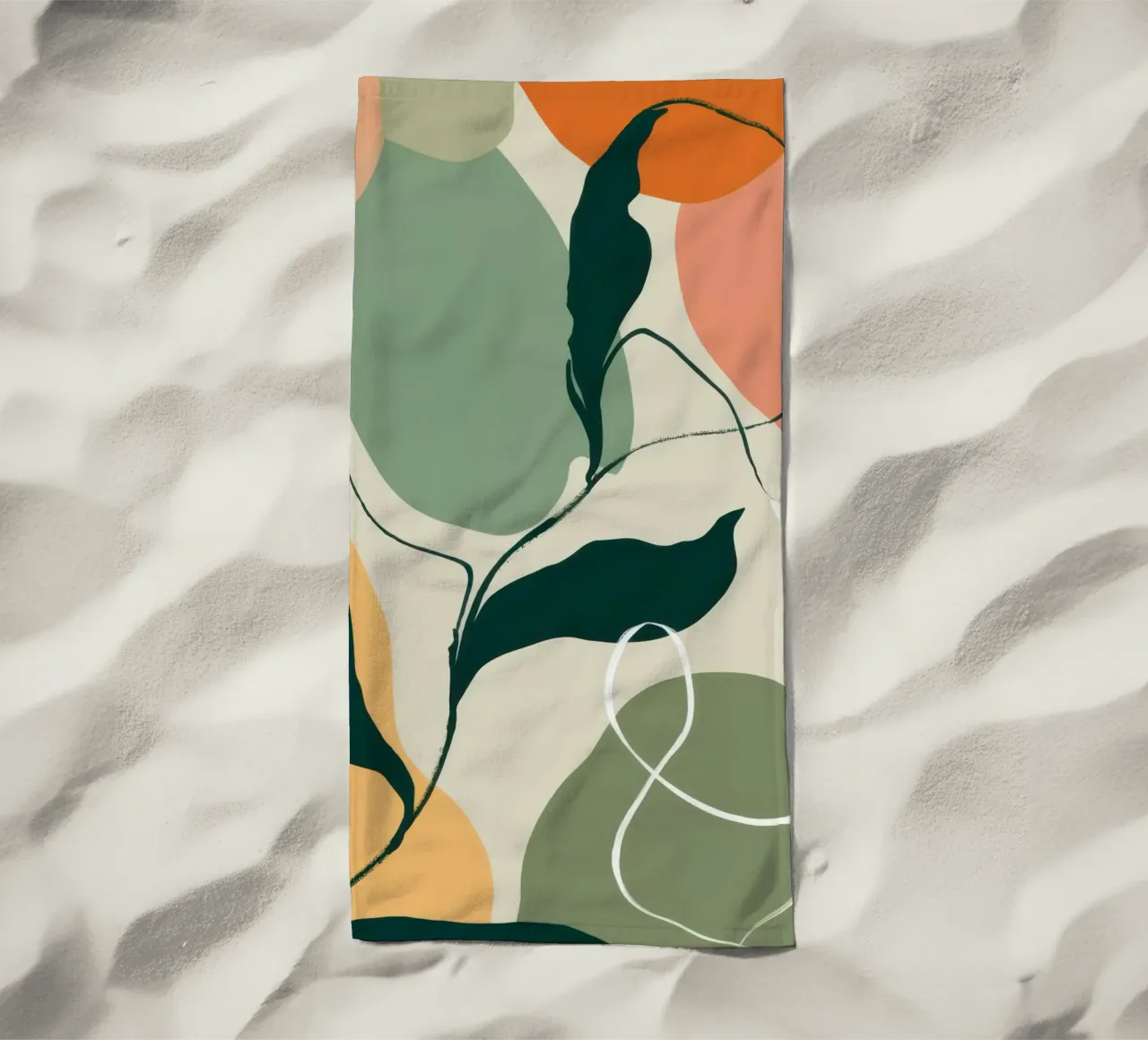 Schizzo botanico lineare telo mare da Sky Velour