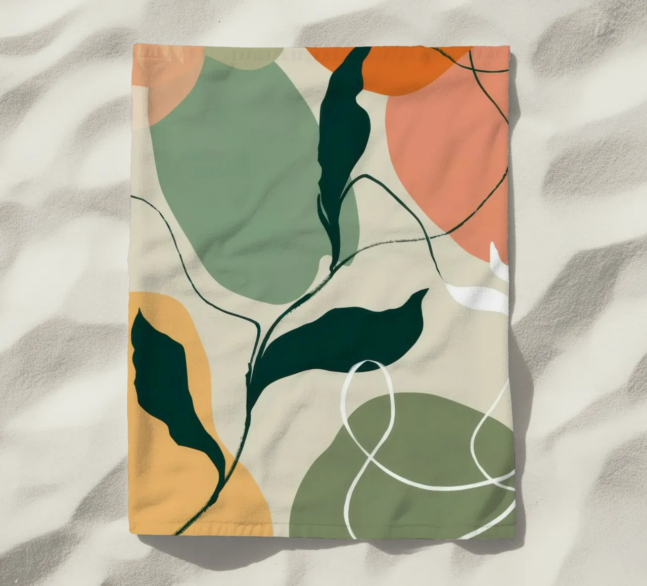 Schizzo botanico lineare telo mare da Sky Velour