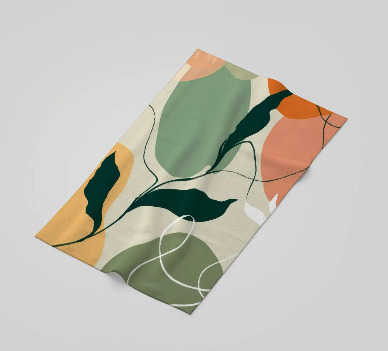 Schizzo botanico lineare telo mare da Sky Velour