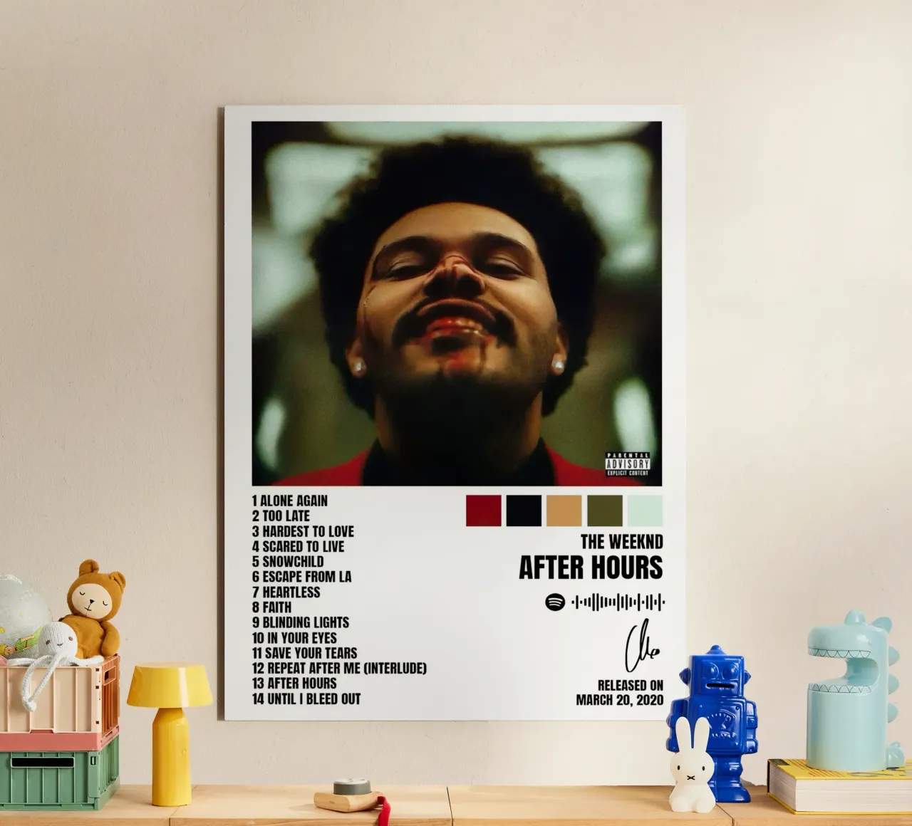 The Weeknd After Hours Tracklists alluminio dibond da Banda Neira