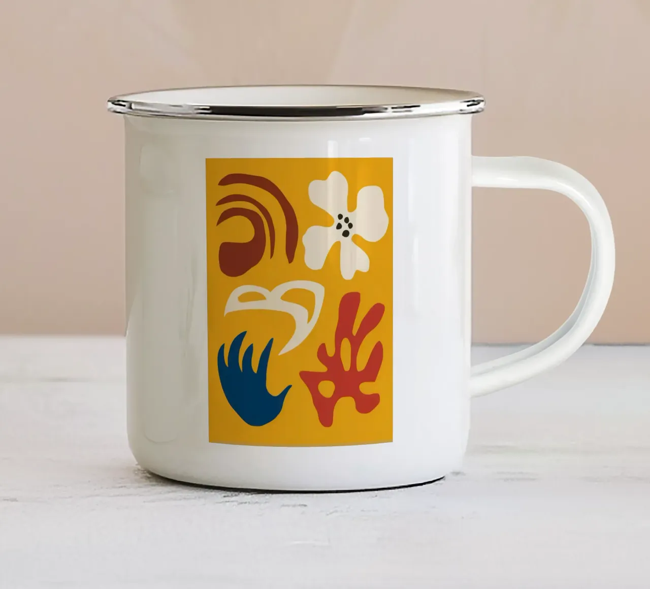 Sole e mano astratti tazza in smalto da Sky Velour