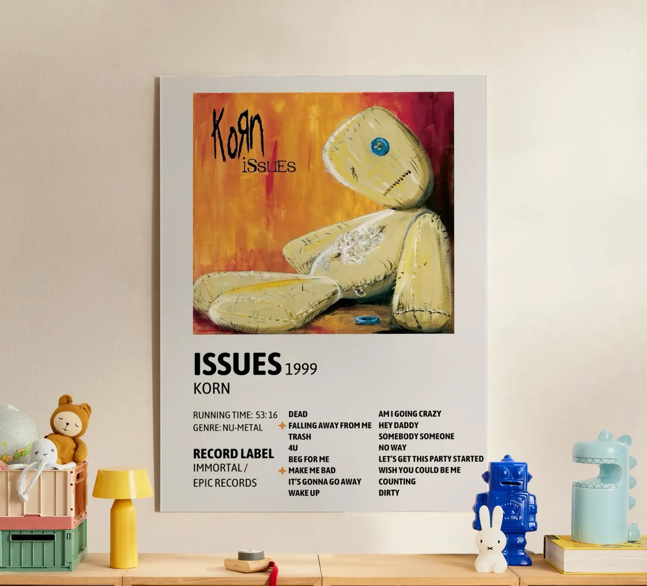 Korn Issues Tracklists plexiglass da Banda Neira