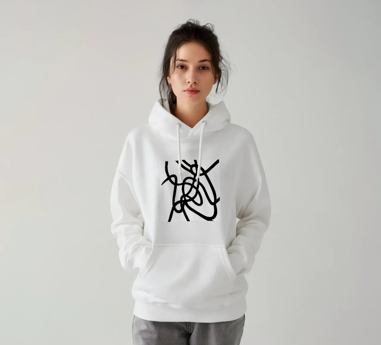 Black and White Lines 1 felpa con cappuccio da Pia