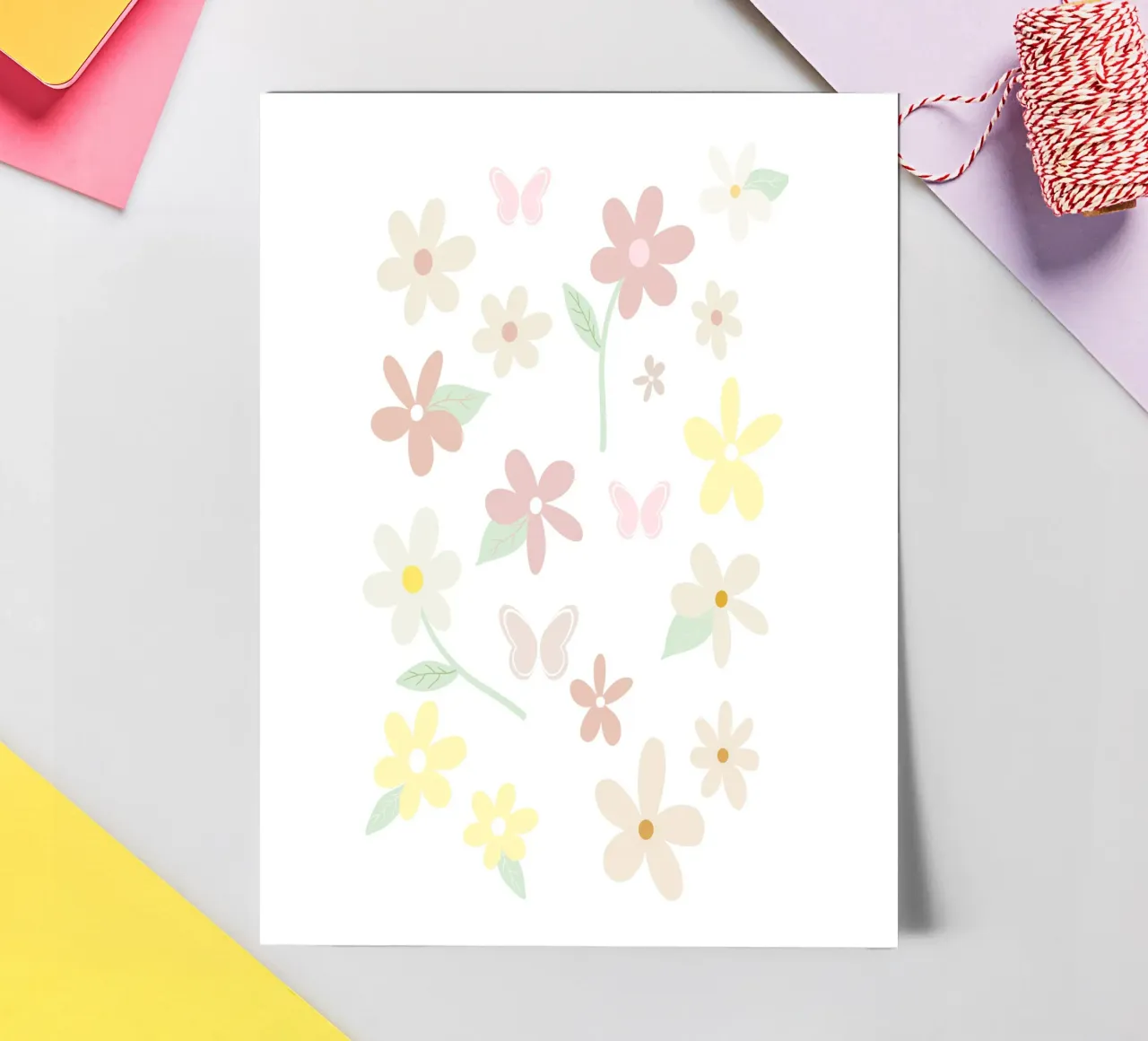 Voorjaarsbloei, delicate minimalistische bloemenprint stickervel van Littleleo