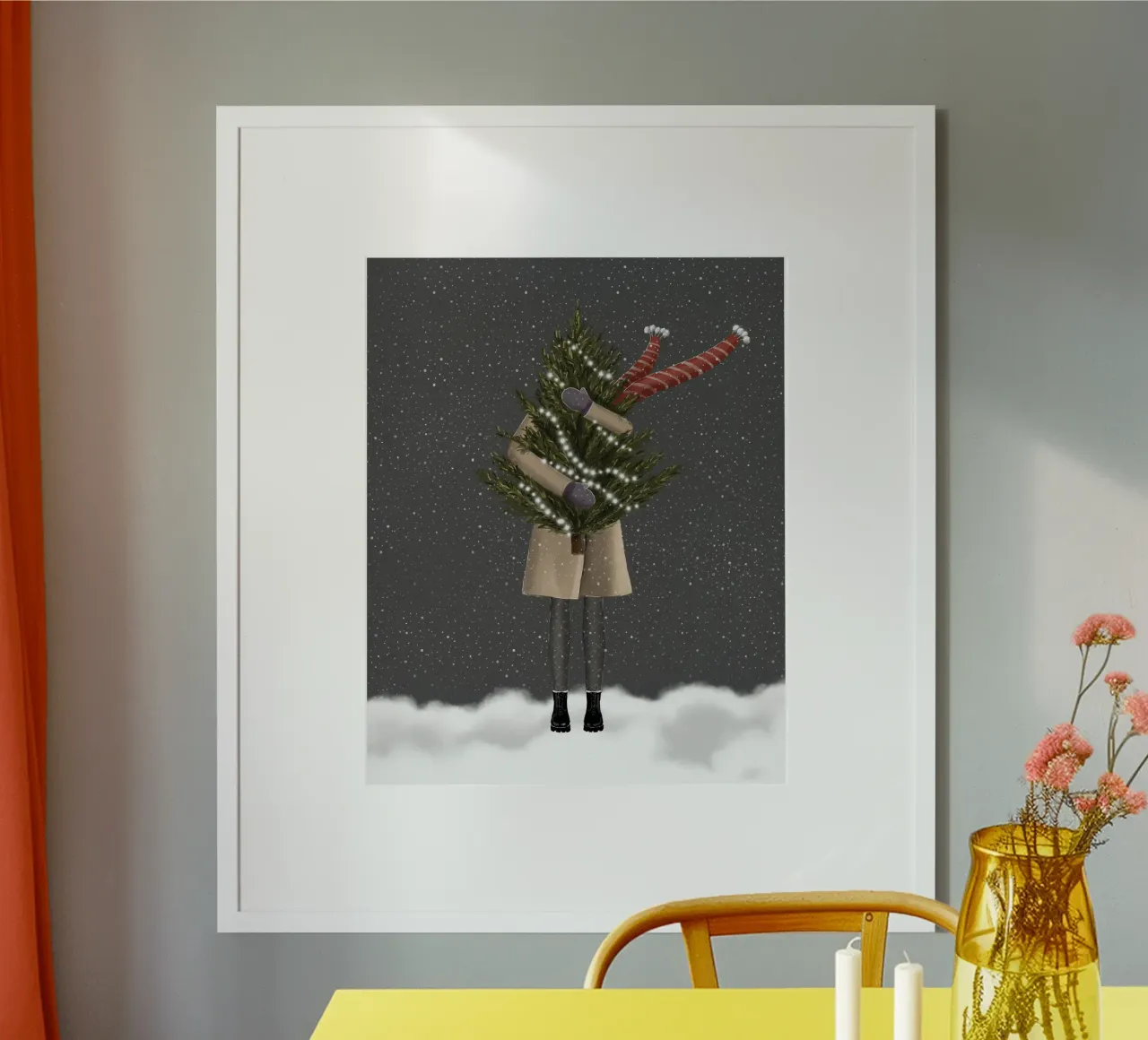 Mädchen mit Baum Poster mit Aluminium Rahmen von sketch_visual_studio