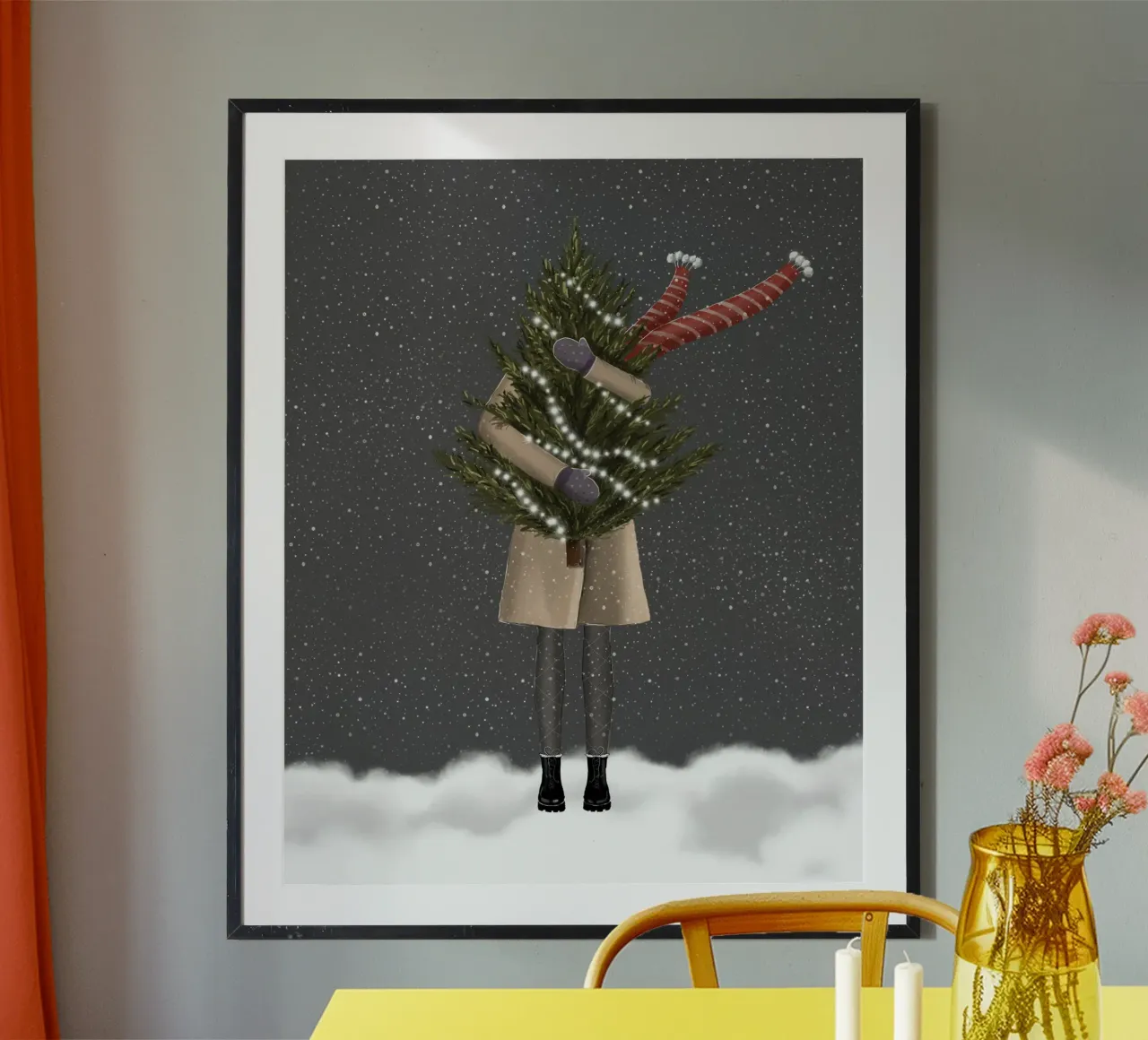 Mädchen mit Baum Poster mit Aluminium Rahmen von sketch_visual_studio
