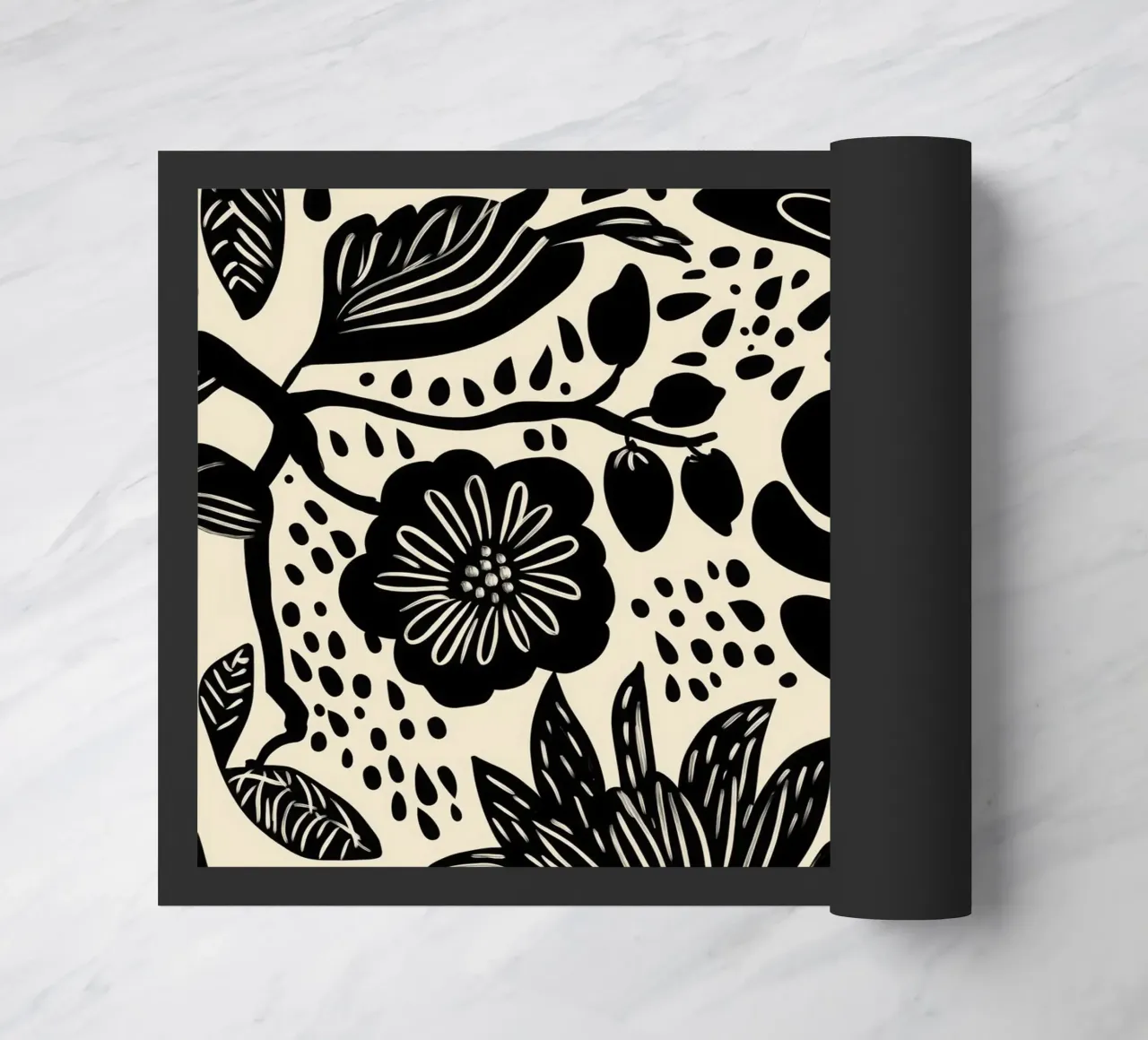 Modello di giungla tropicale boho in bianco e nero zerbino da Autofocus