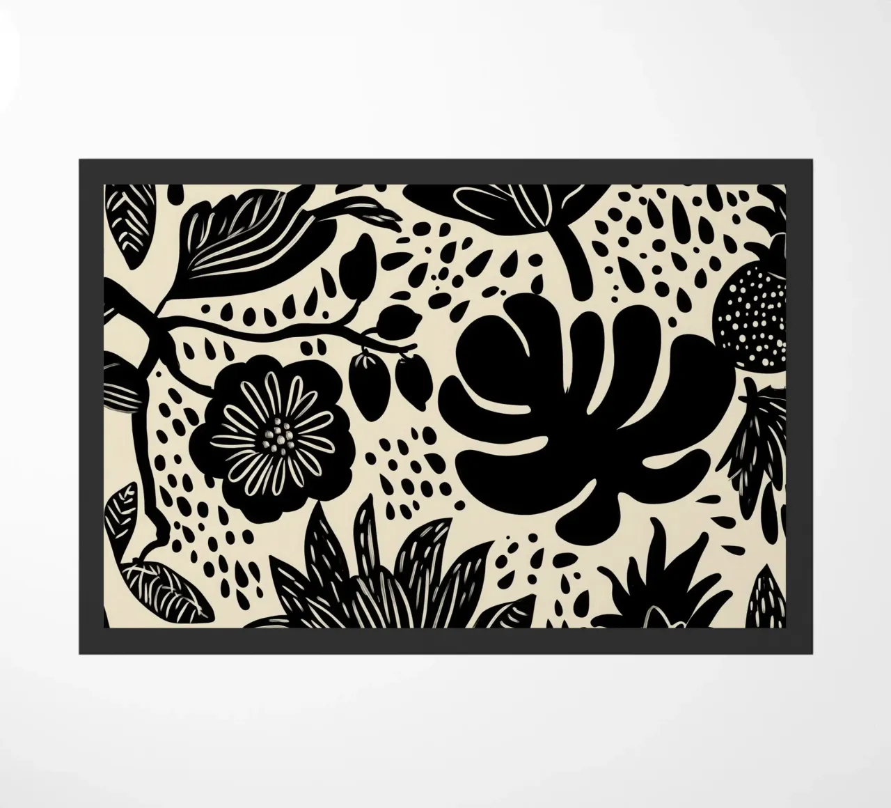 Modello di giungla tropicale boho in bianco e nero zerbino da Autofocus