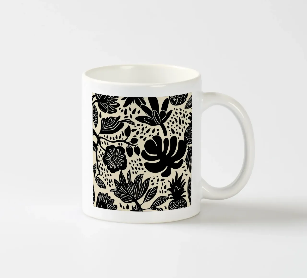 Modello di giungla tropicale boho in bianco e nero tazza in ceramica da Autofocus
