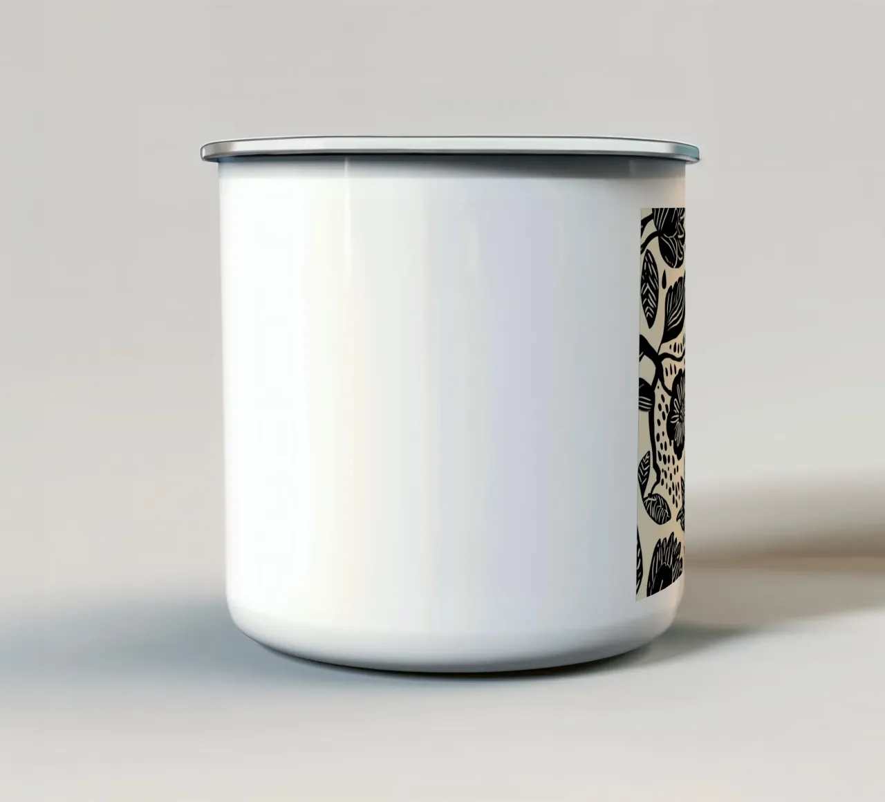 Modello di giungla tropicale boho in bianco e nero tazza in smalto da Autofocus