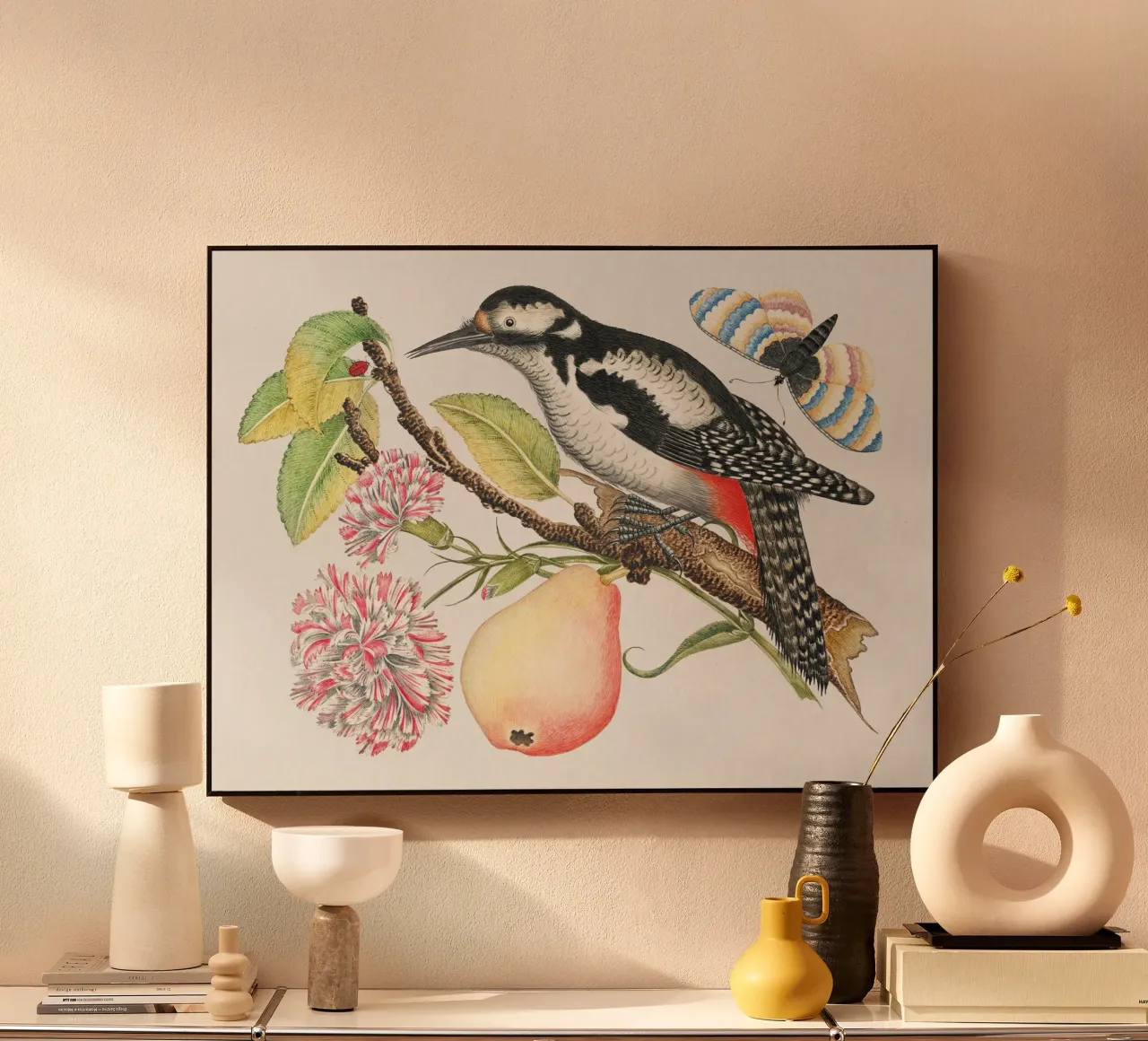 bird perched on a branch which bears alluminio dibond da artshop