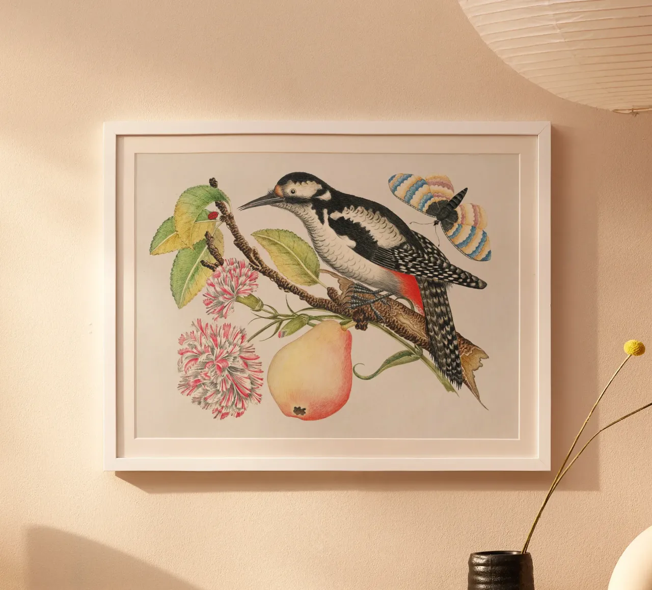 bird perched on a branch which bears carta hahnemühle da artshop