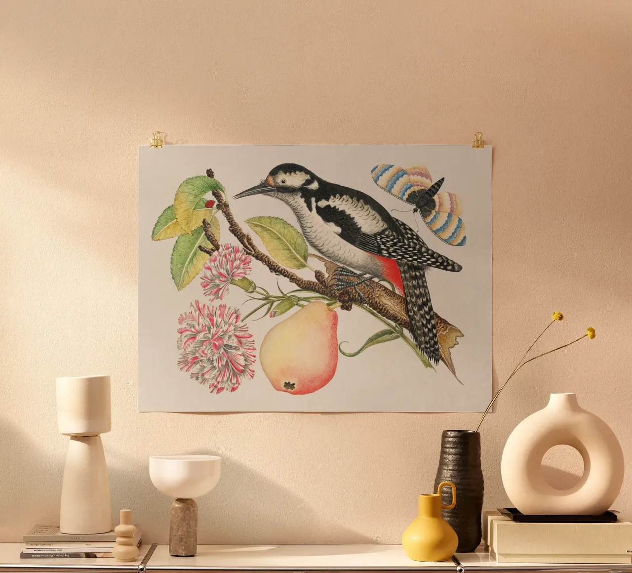 bird perched on a branch which bears carta hahnemühle da artshop