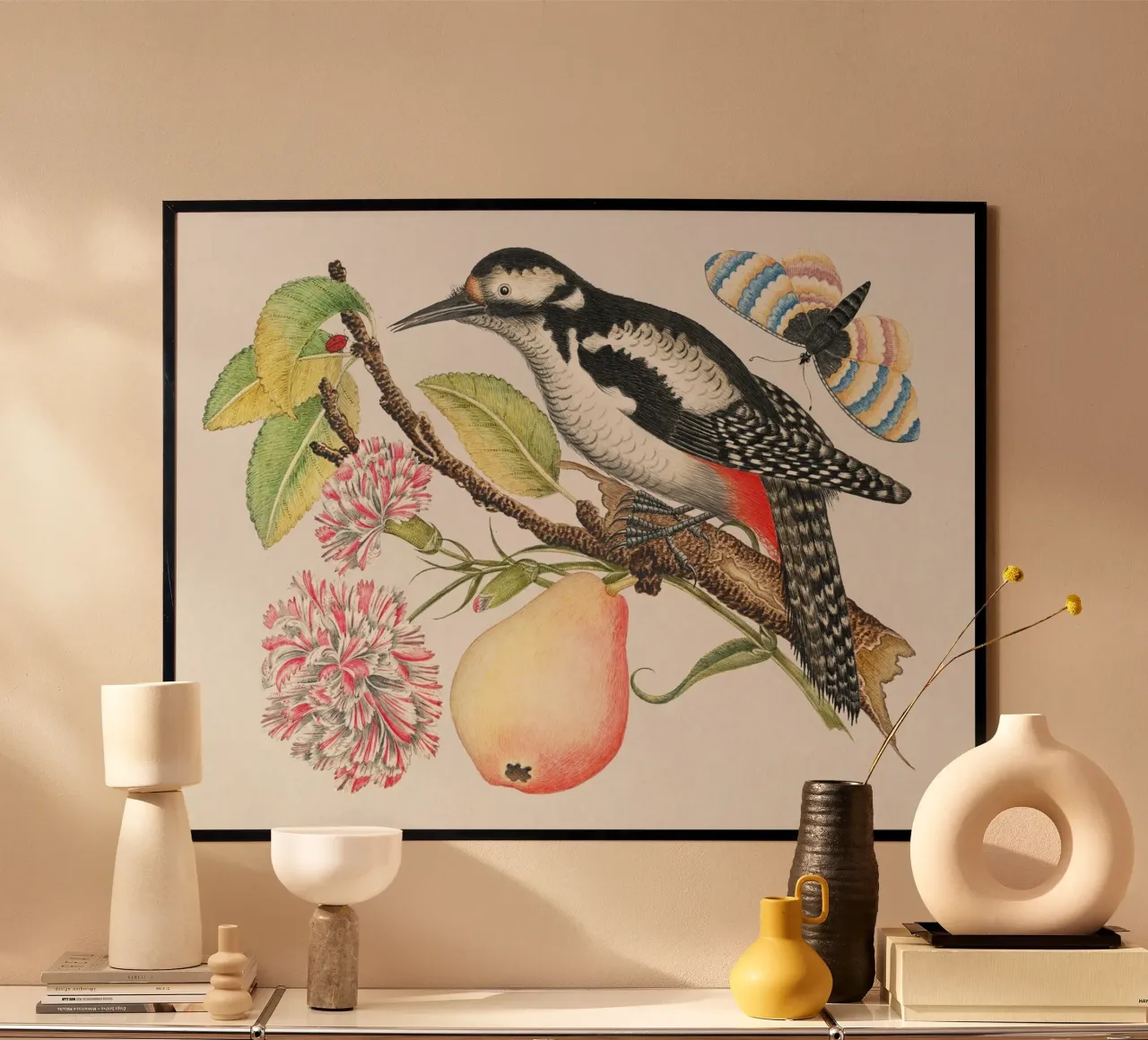 bird perched on a branch which bears carta hahnemühle da artshop