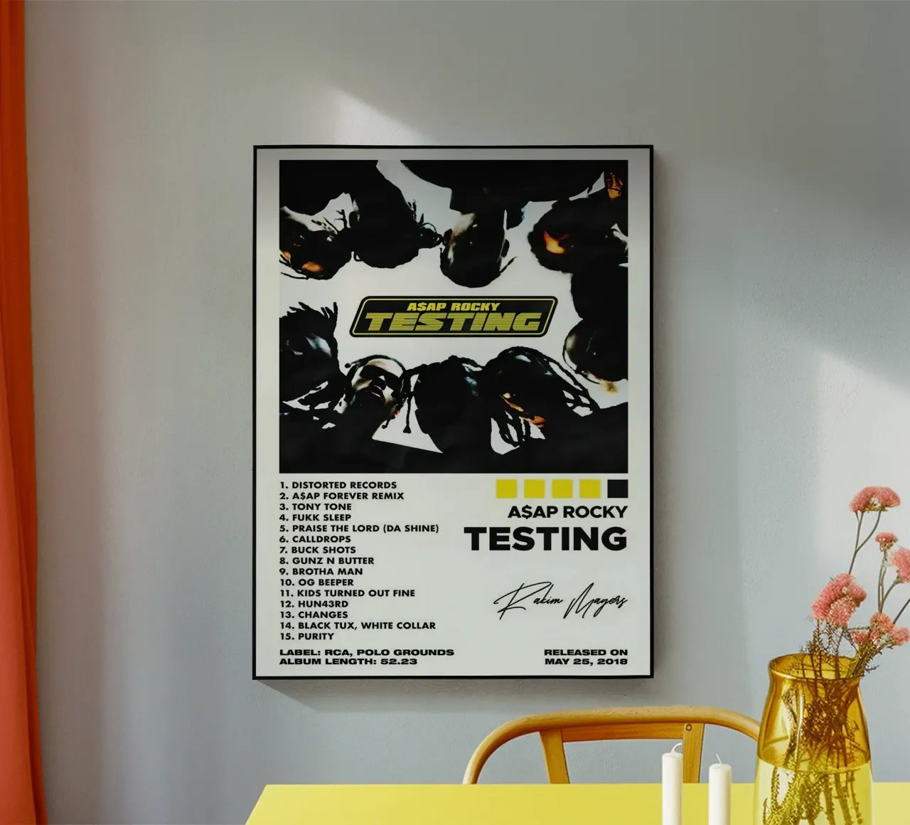 Asap Rocky Testing Tracklists plexiglass da Banda Neira