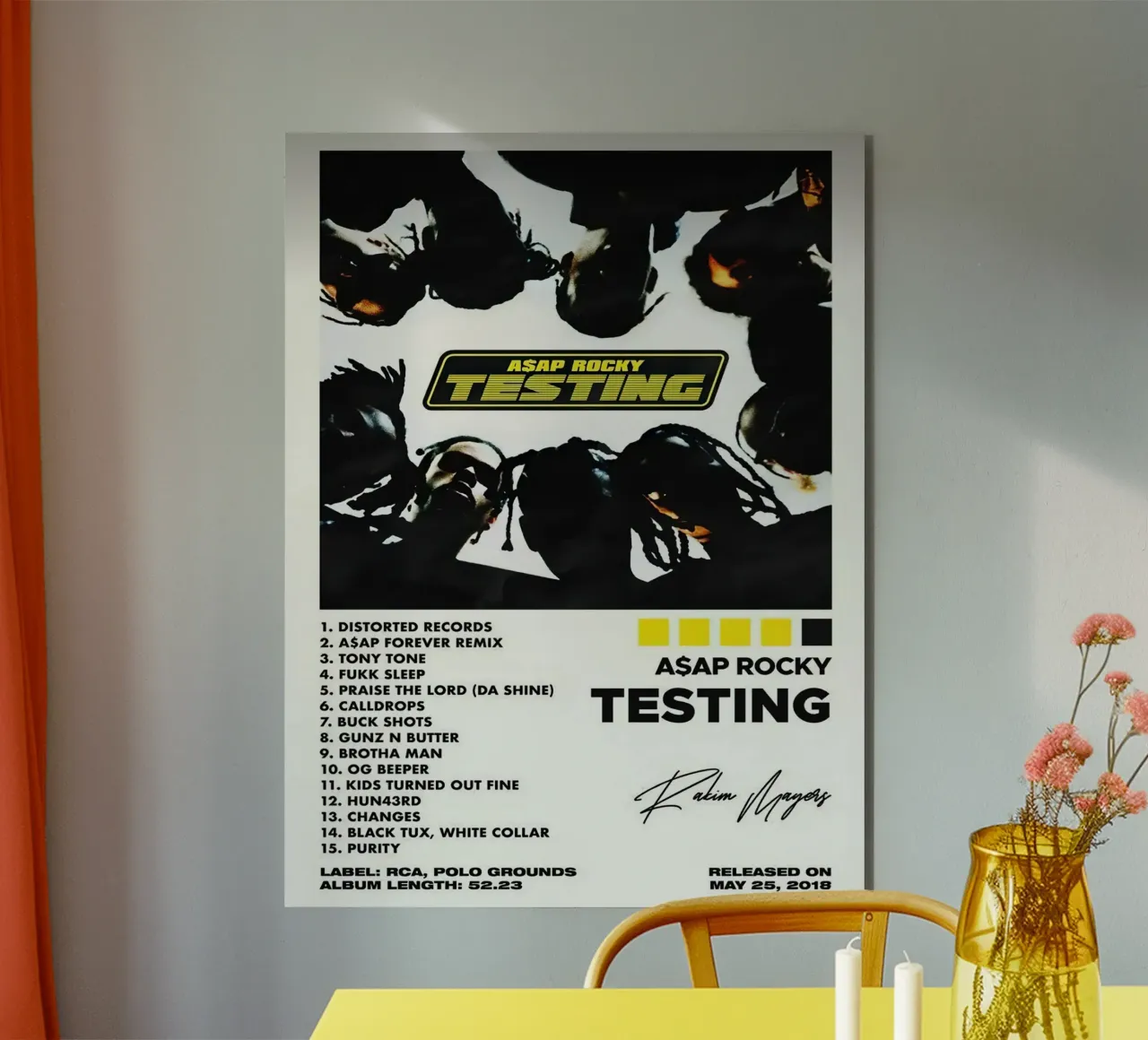 Asap Rocky Testing Tracklists alluminio dibond da Banda Neira