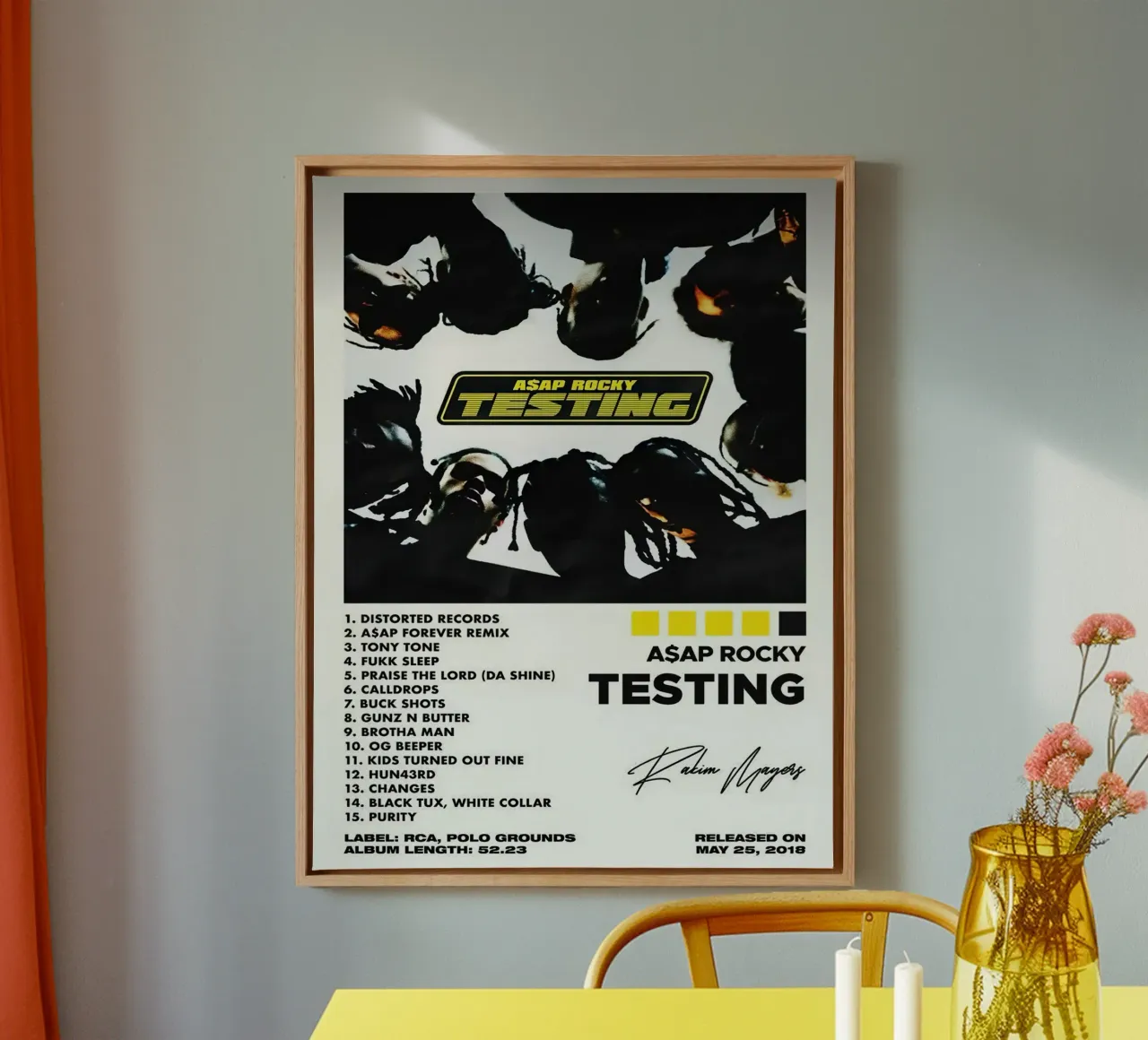 Asap Rocky Testing Tracklists tela da Banda Neira