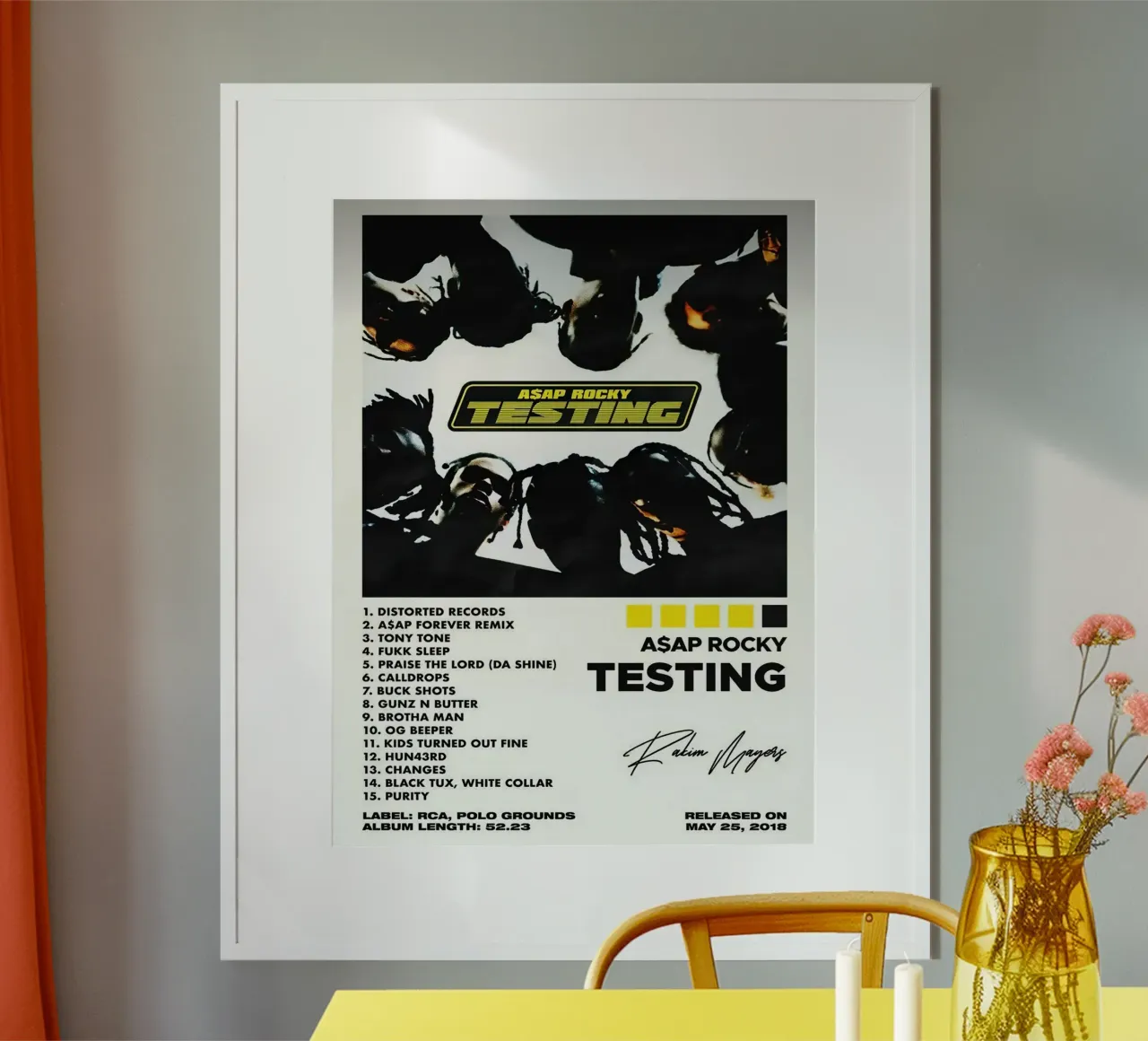 Asap Rocky Testing Tracklists carta hahnemühle da Banda Neira