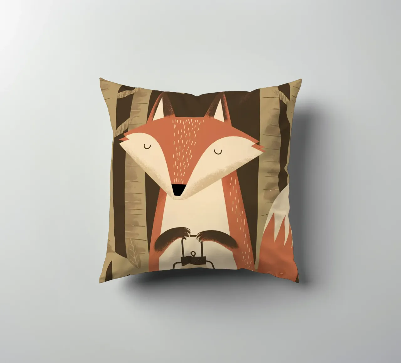 Volpe calma che tiene una lanterna nella foresta cuscino da kidz&family